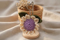 Handmade Crochet Floral Keychain | Pastel Flower Bag Charm & Key Holder