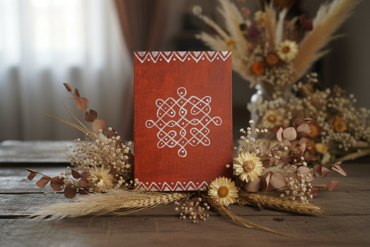 📖✨ Handcrafted Kolam Art Bookmark – Traditional Elegance Collection
