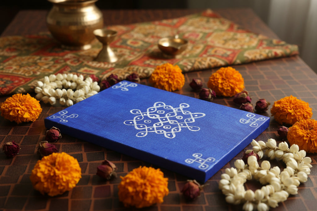 📖✨ Handcrafted Kolam Art Bookmark – Traditional Elegance Collection