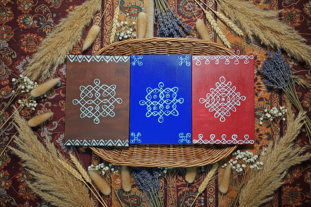 📖✨ Handcrafted Kolam Art Bookmark – Traditional Elegance Collection