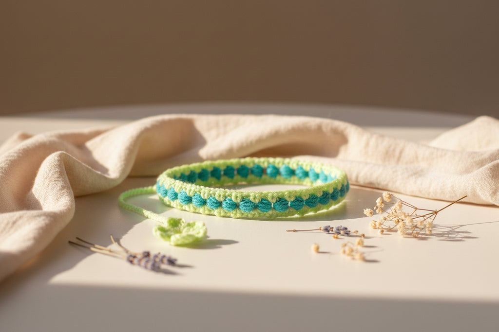 Handmade Crochet Hairband | Floral Tie-Up Hair Accessory