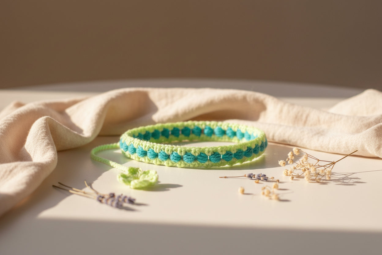 Handmade Crochet Hairband | Floral Tie-Up Hair Accessory