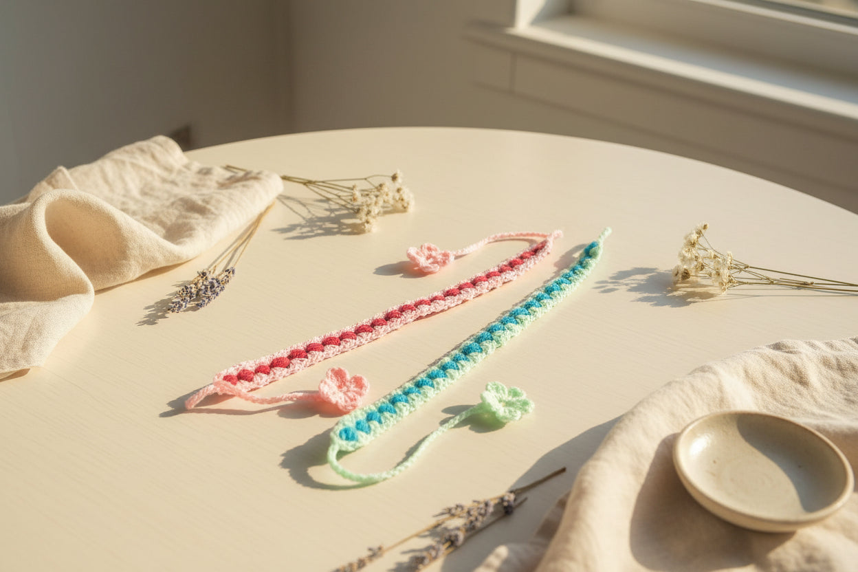 Handmade Crochet Hairband | Floral Tie-Up Hair Accessory