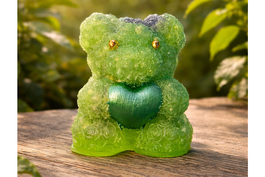 Emerald Love Resin Teddy Bear – Handcrafted Decorative Showpiece