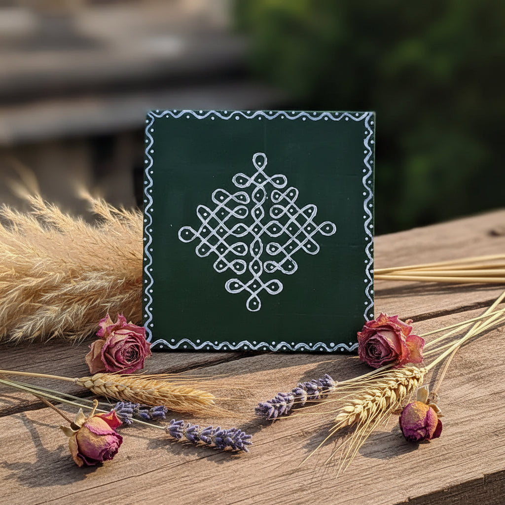 📖✨ Handcrafted Kolam Art Bookmark – Traditional Elegance Collection