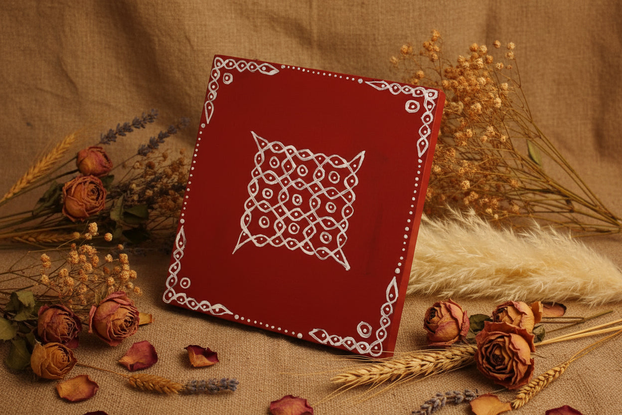 📖✨ Handcrafted Kolam Art Bookmark – Traditional Elegance Collection