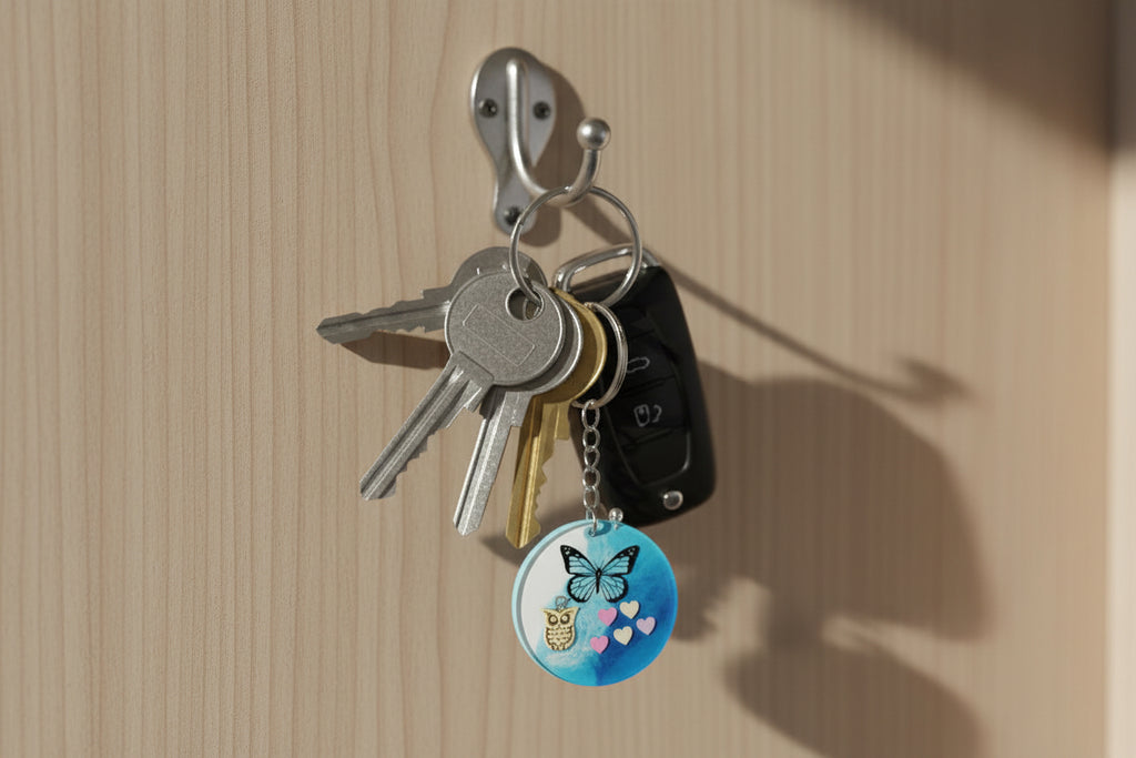 Butterfly Resin Keychain – Ocean Blue Handmade Charm
