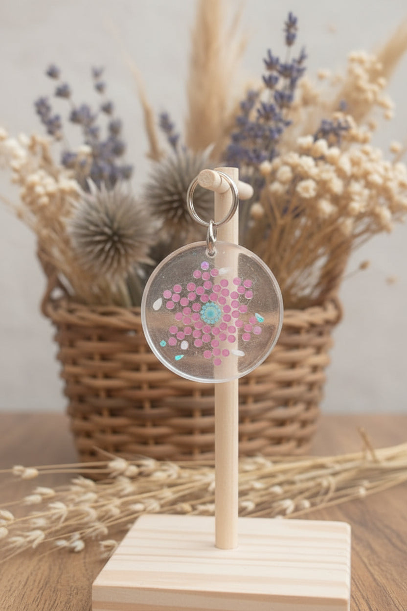 ✨ Handcrafted Transparent Sequin Resin Keychain – Pastel Sparkle Design