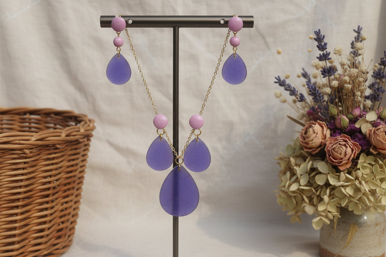 💙 Handcrafted Blue Resin Drop Earrings – Minimal Elegance