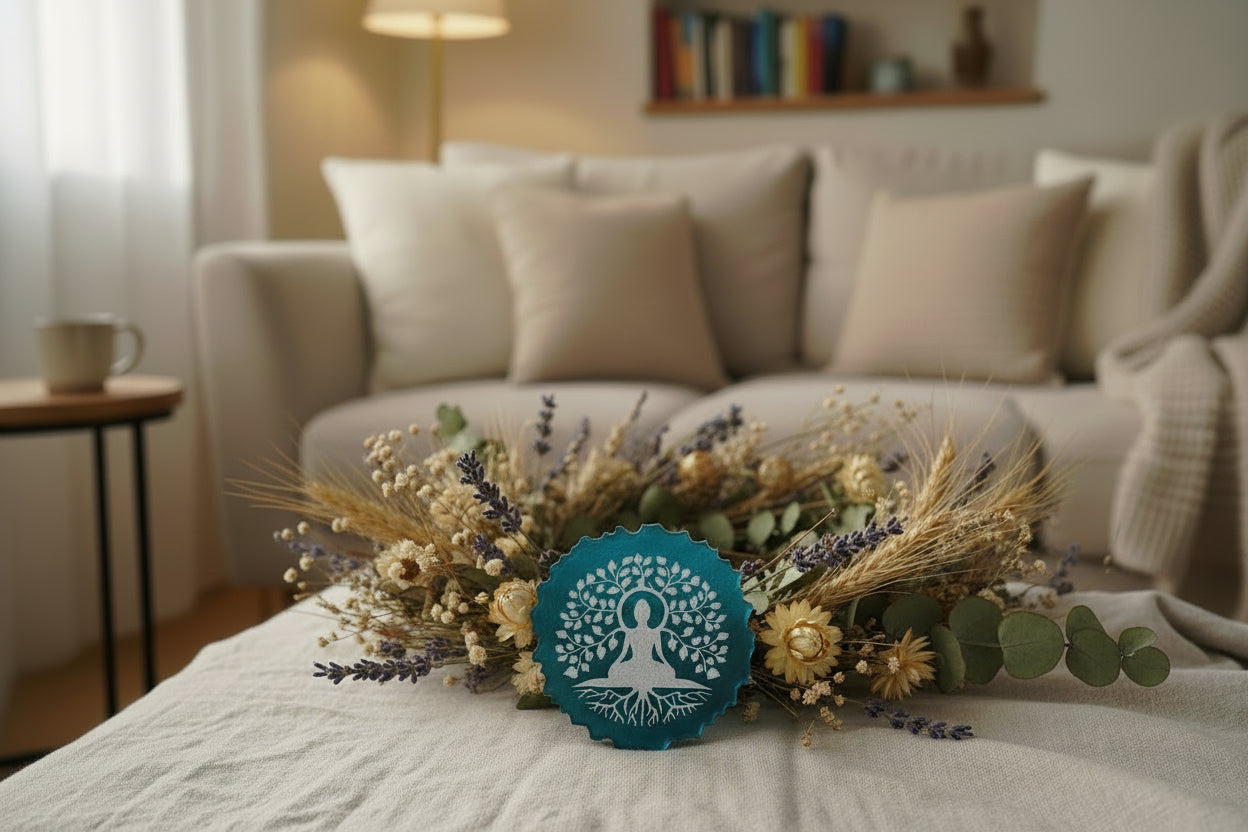 🧘‍♀️🌳 Handcrafted Meditation Tree Resin Keychain – Spiritual Calm Design