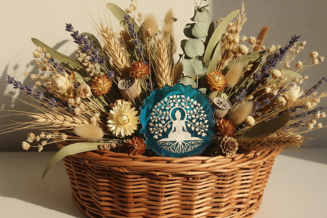 🧘‍♀️🌳 Handcrafted Meditation Tree Resin Keychain – Spiritual Calm Design