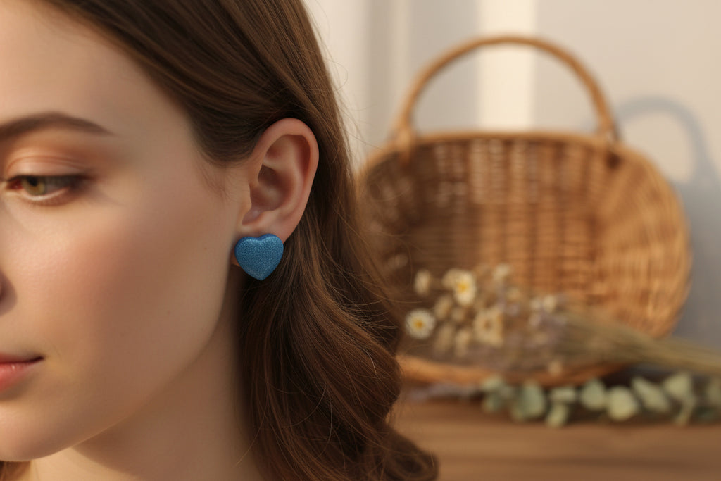 💎 Handcrafted Resin Stud Earrings – Heart, Square & Round Collection