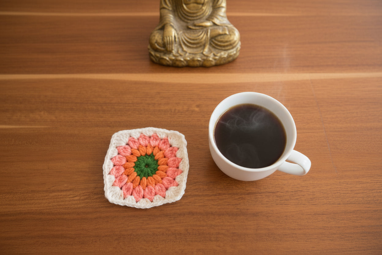Handmade Crochet Sunflower Coffee Mug Mat 🌻☕