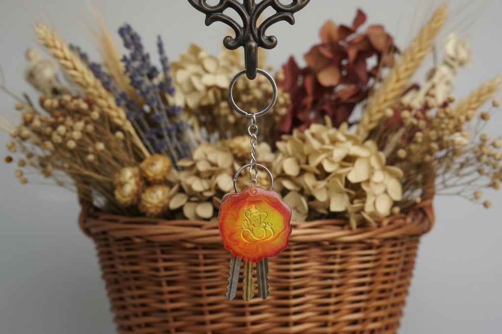 Handcrafted Om Resin Keychain – Spiritual Glow Finish