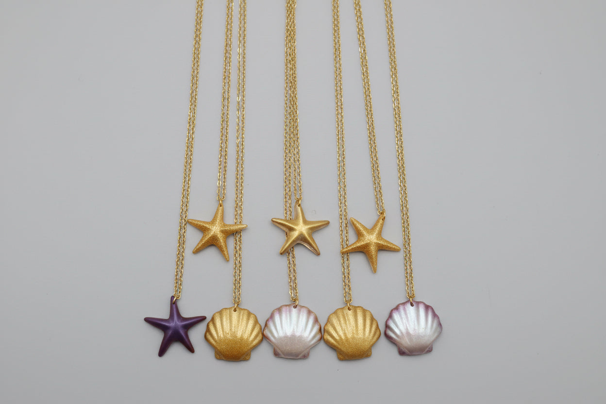 ⭐🐚 Handcrafted Star & Shell Pendant Necklace – Coastal Charm Collection